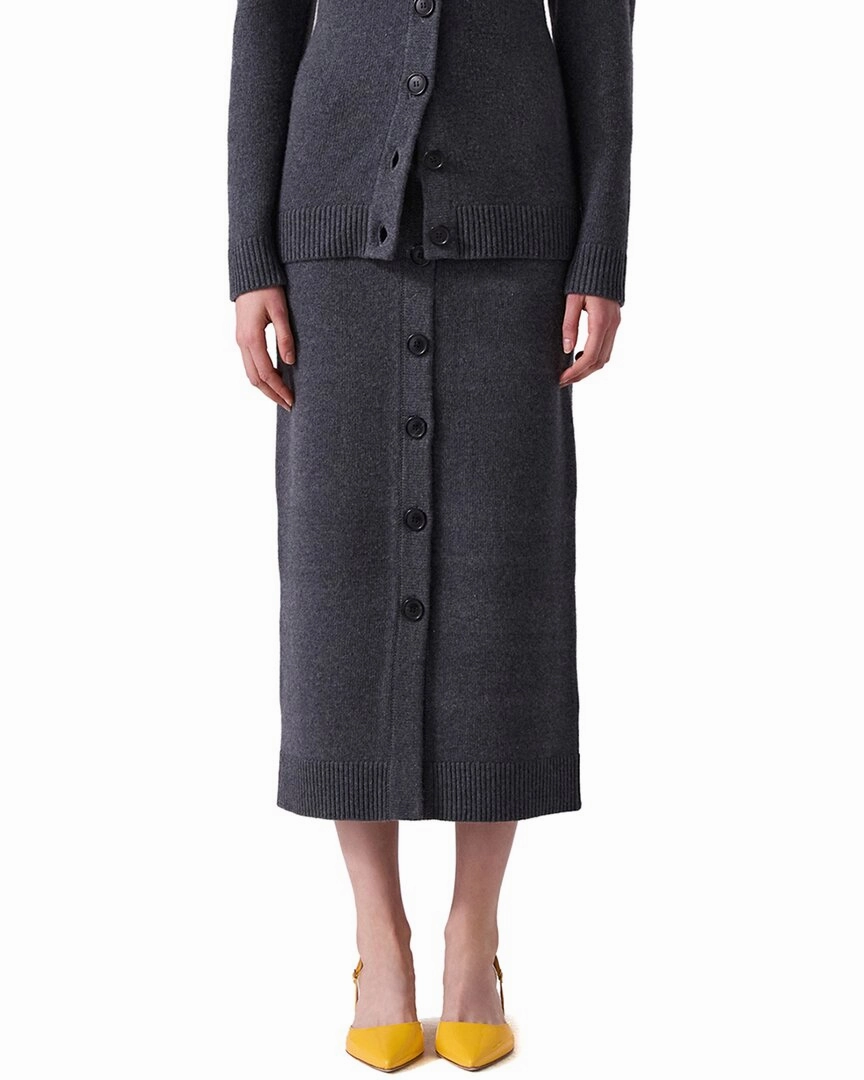 Daytime Look Sleek Styling Carolina Herrera Button Front Wool & Cashmere-Blend Midi Skirt