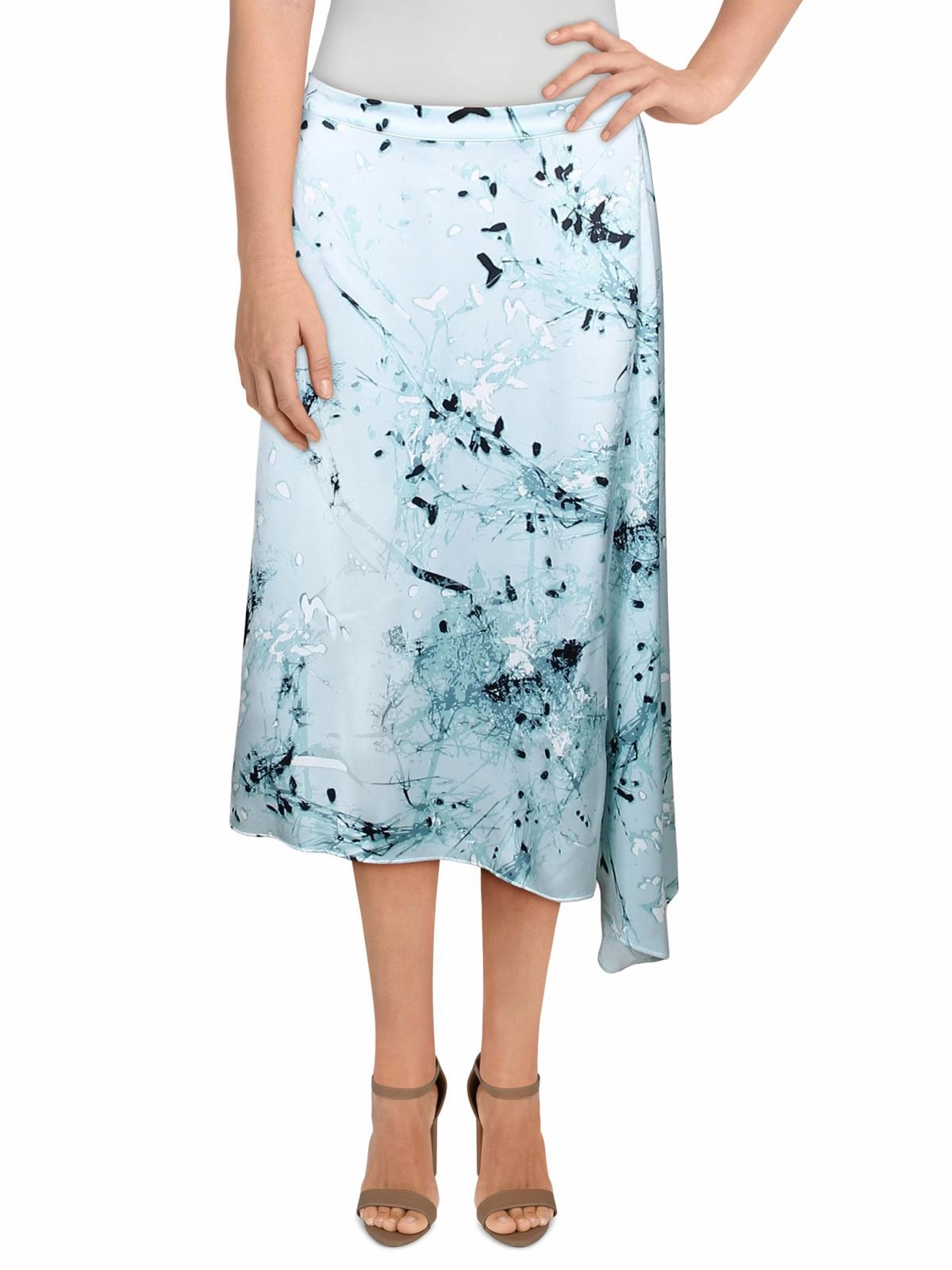 Graceful Look Low Impact Dye Womens Printed Asymmetric A-Line Skirt