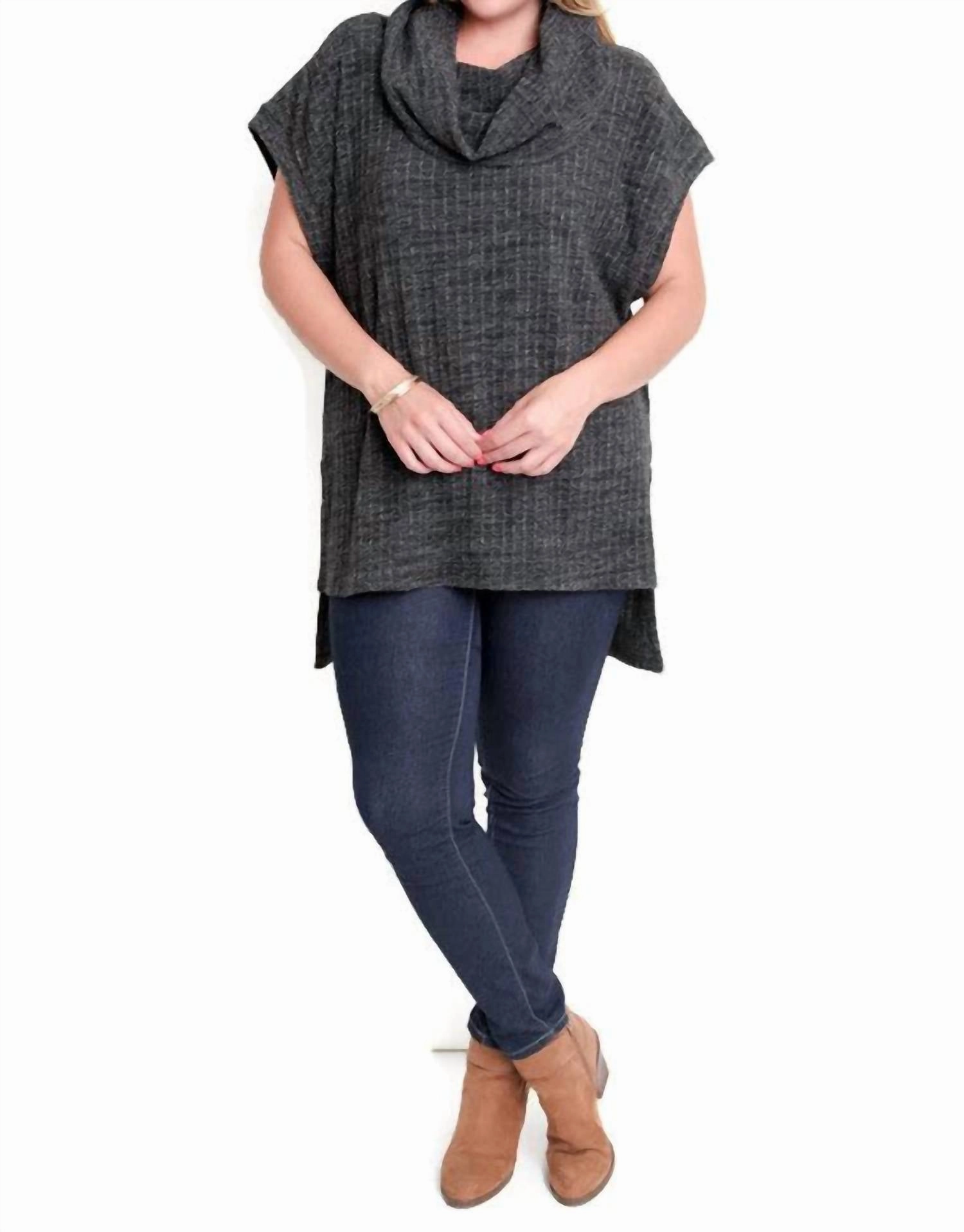 Cozy Essentials Cowl Neck Tunic Sweater - Plus In Oreo