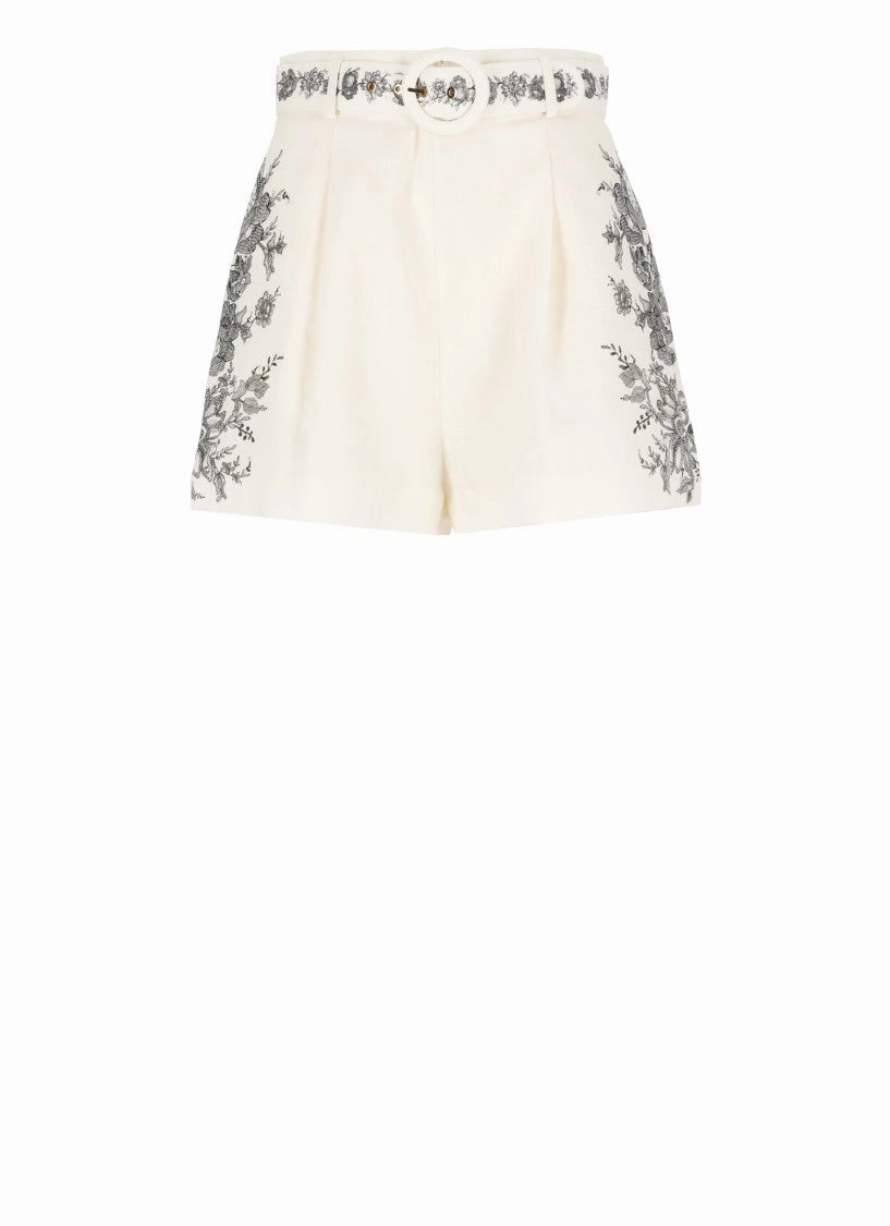 Hypoallergenic Textile Easy Comfort Fit Ivory Linen Shorts