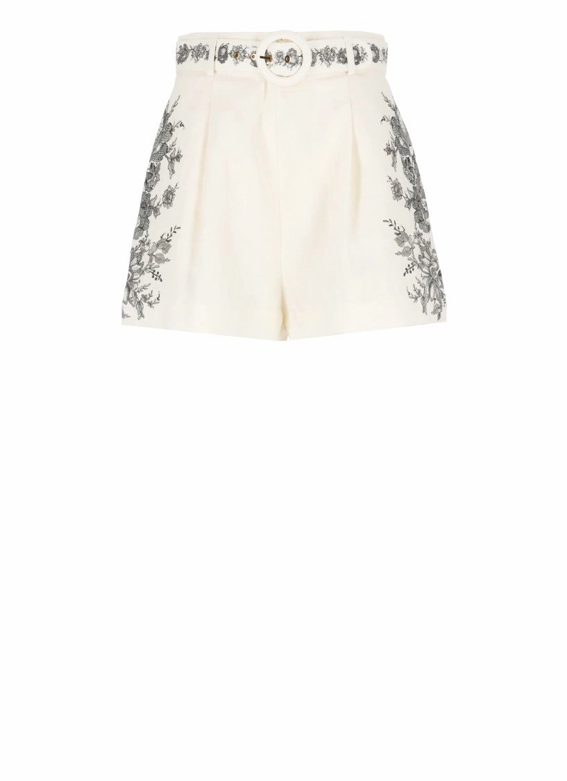 Ivory Linen Shorts Hand washable denim material