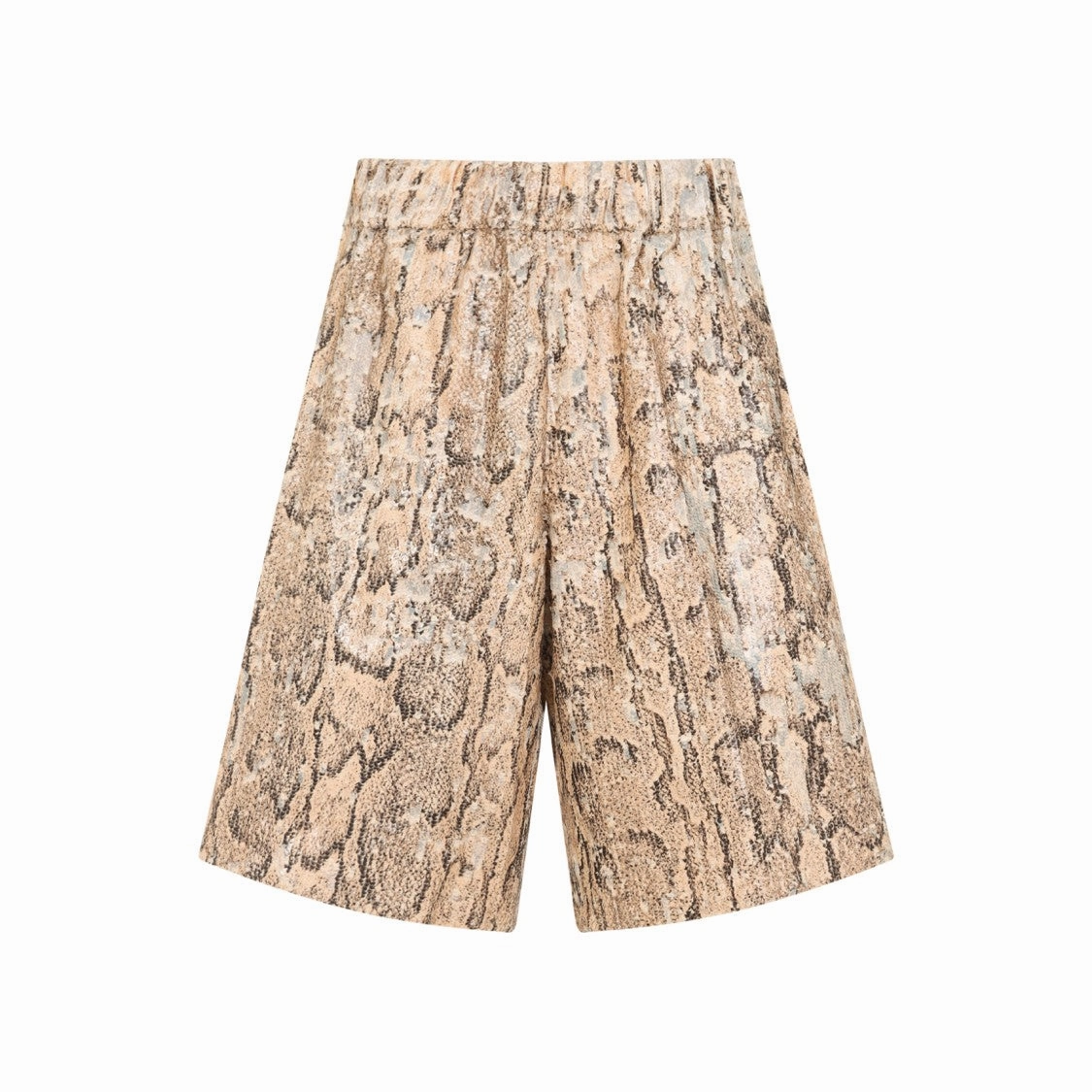 Pomy Bis Beige Cotton Bermuda Shorts rayon fabric Mid - rise
