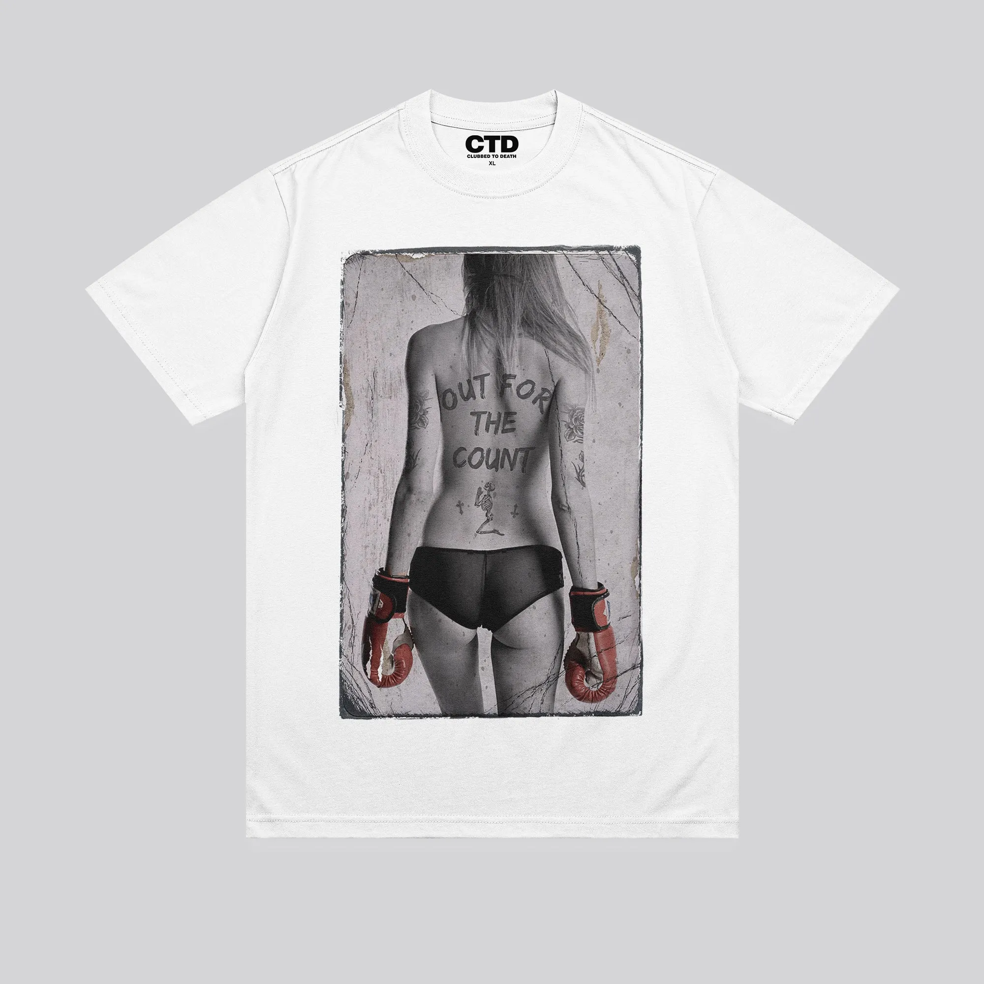 Multi Directional Stretch Active Comfort Wear OUT FOR THE COUNT T-SHIRT WHITE