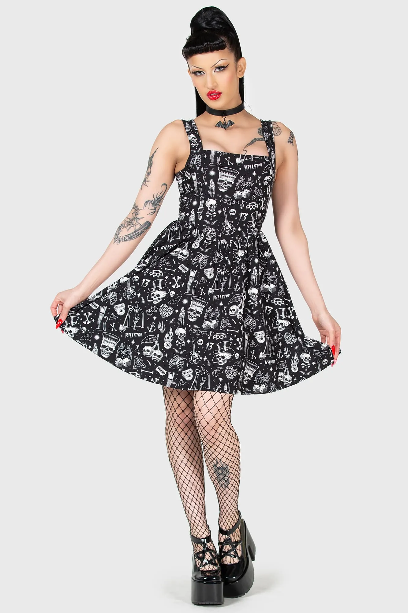 Flipped Mini Dress Garden Scene Soft Mesh