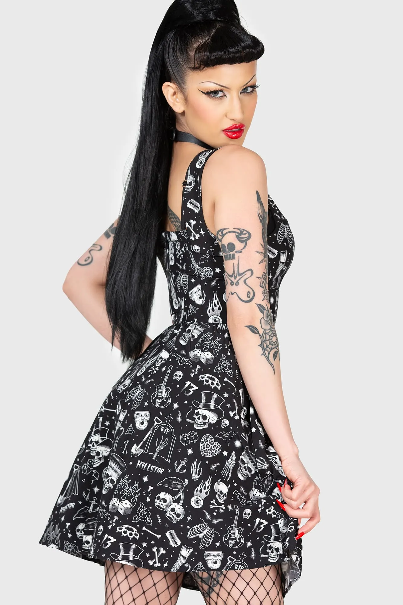 Flowing Lines Sleek Drape Flipped Mini Dress