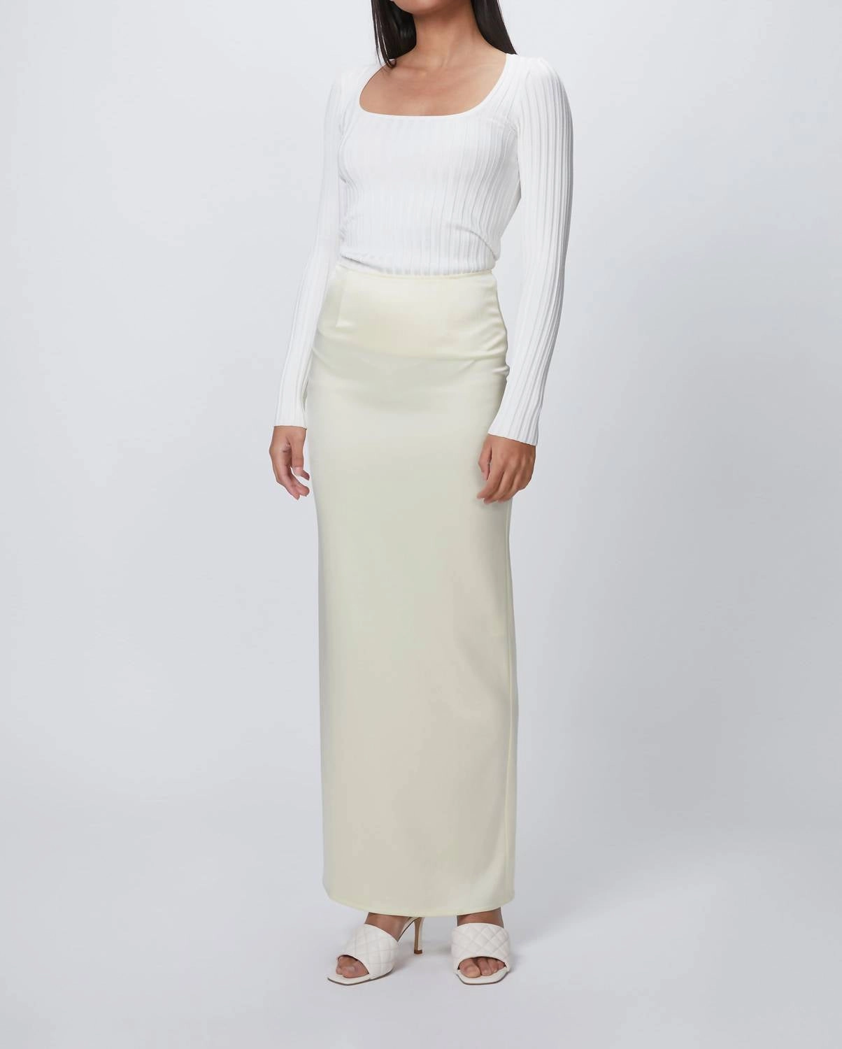 Crisp Fit Soft Focus Floor Length Skirt In Butter