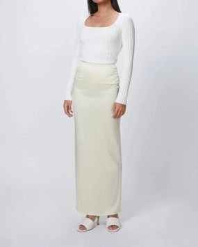 Crisp Fit Soft Focus Floor Length Skirt In Butter