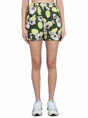 Floral Print Shorts With Elastic Waistband Water Resistant Finish