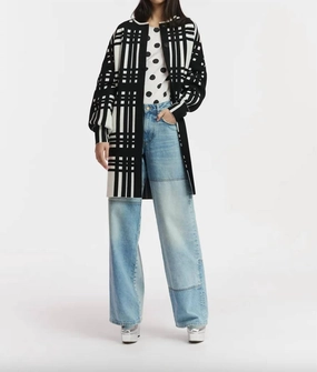 Layered Comfort Flow Long Cardigan In Black/white