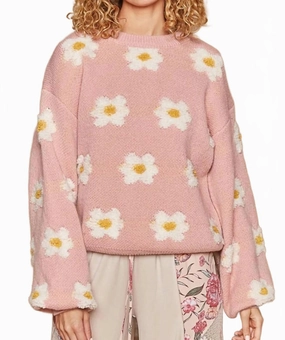 Flower Oversized Sweater In Pink Winter Layering Look Outdoor Comfort