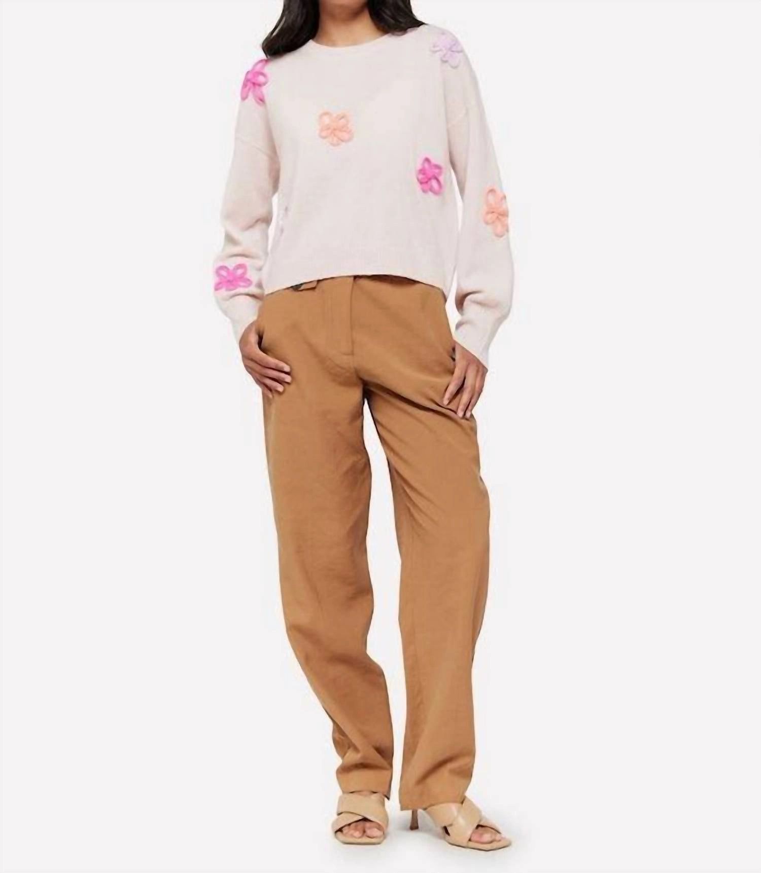 Zero Waste Manufacturing Flower Pop Crew Neck Jumper In Cherry Blossom