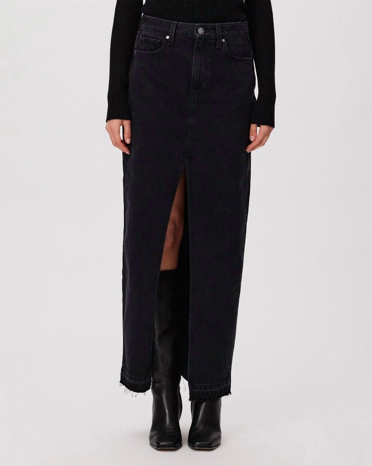 Angela Denim Maxi Skirt In Iridium High low hem Oversized style