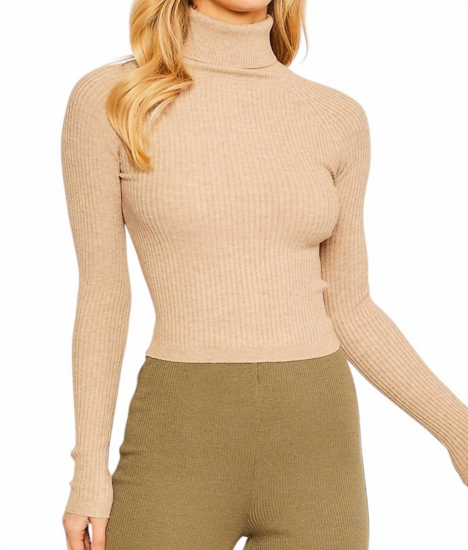 For The Record Turtleneck Sweater In Oat Layering Style