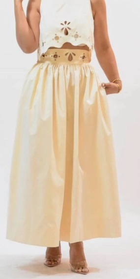 Fore Collection embroidered waistband maxi skirt Light Mood