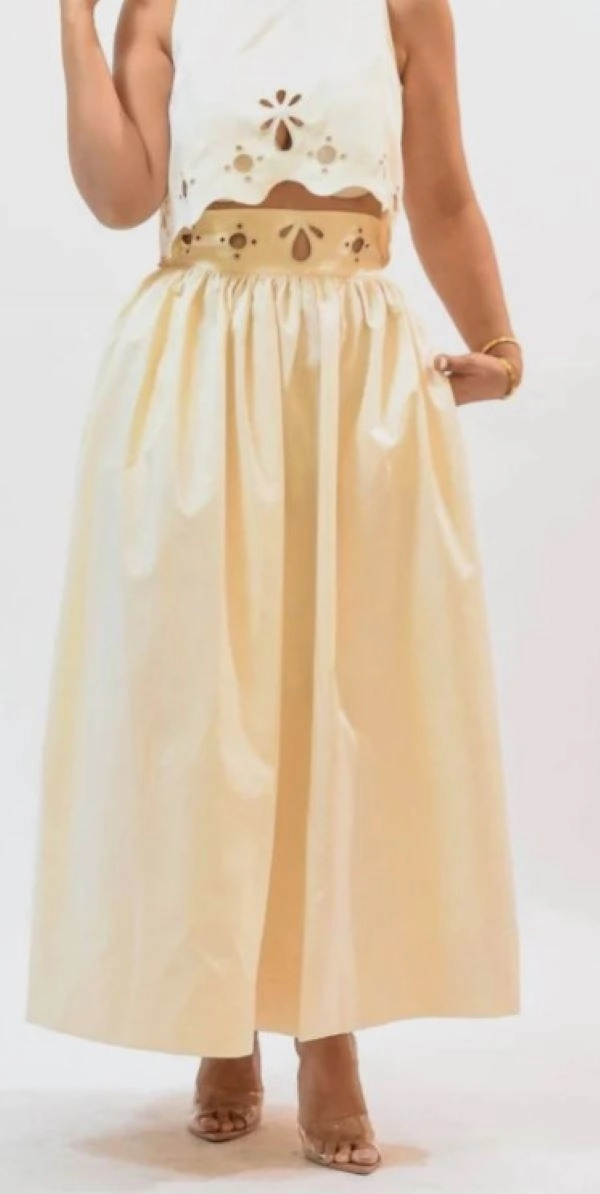 Fore Collection embroidered waistband maxi skirt Light Mood