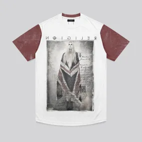 GIRL IN FLAG CURVED HEM T-SHIRT CORDOVAN Quality Fabric