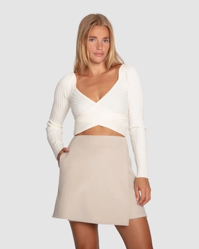Free Bird Wool Blend Wrap Skirt casual finish