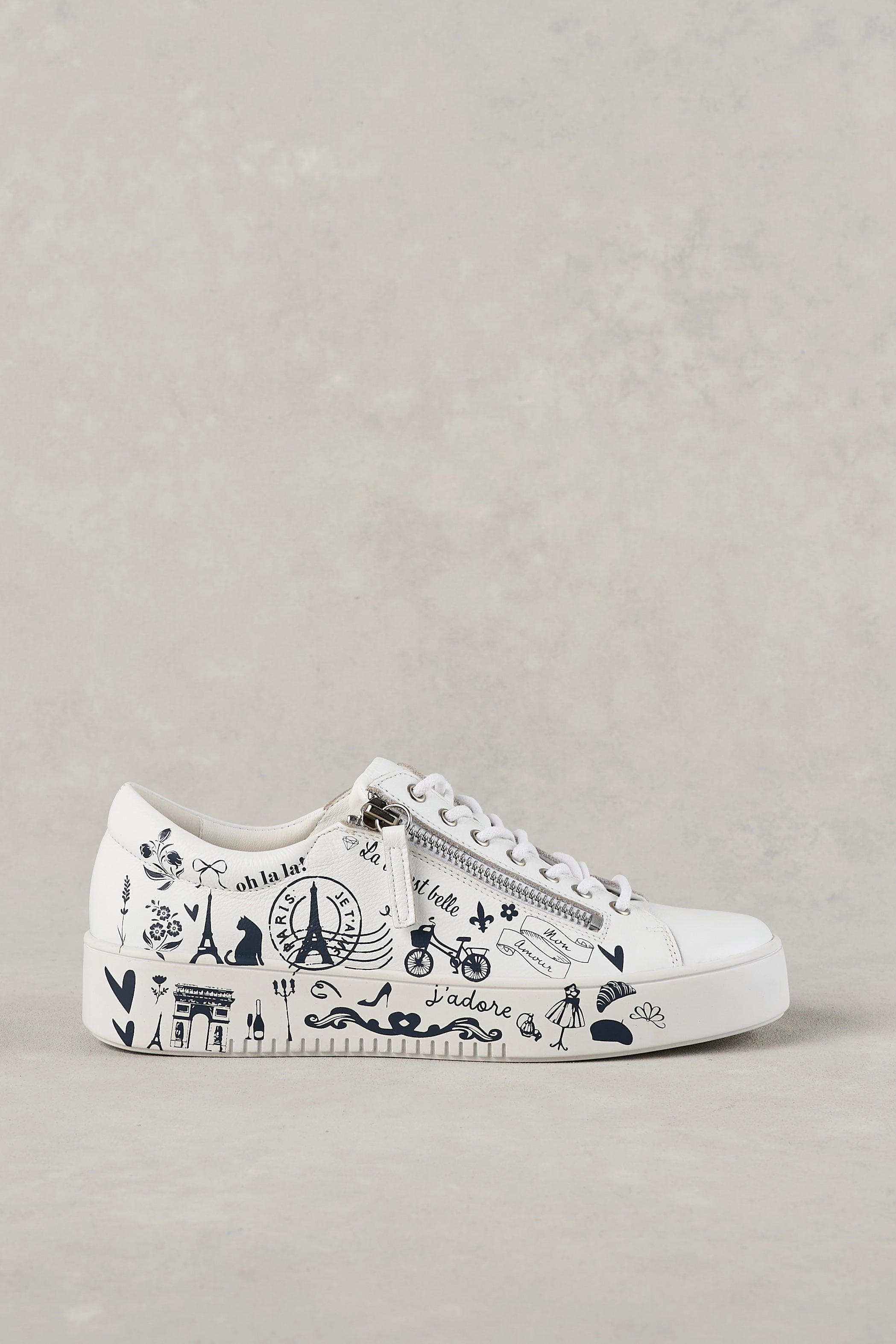 French Print Sneaker - White & Navy Kinetic Motion Engine Motion Control Design