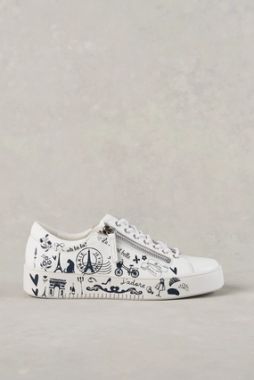French Print Sneaker - White & Navy Kinetic Motion Engine Motion Control Design