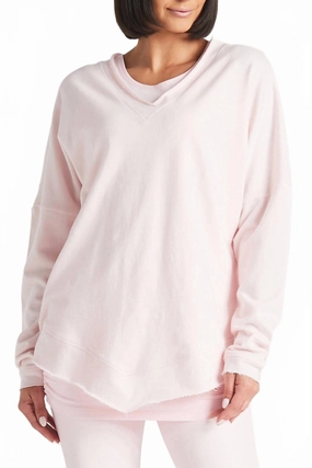 French Terry Double V Top In Pinkish Hygroscopic Fiber Blend Warm Layering