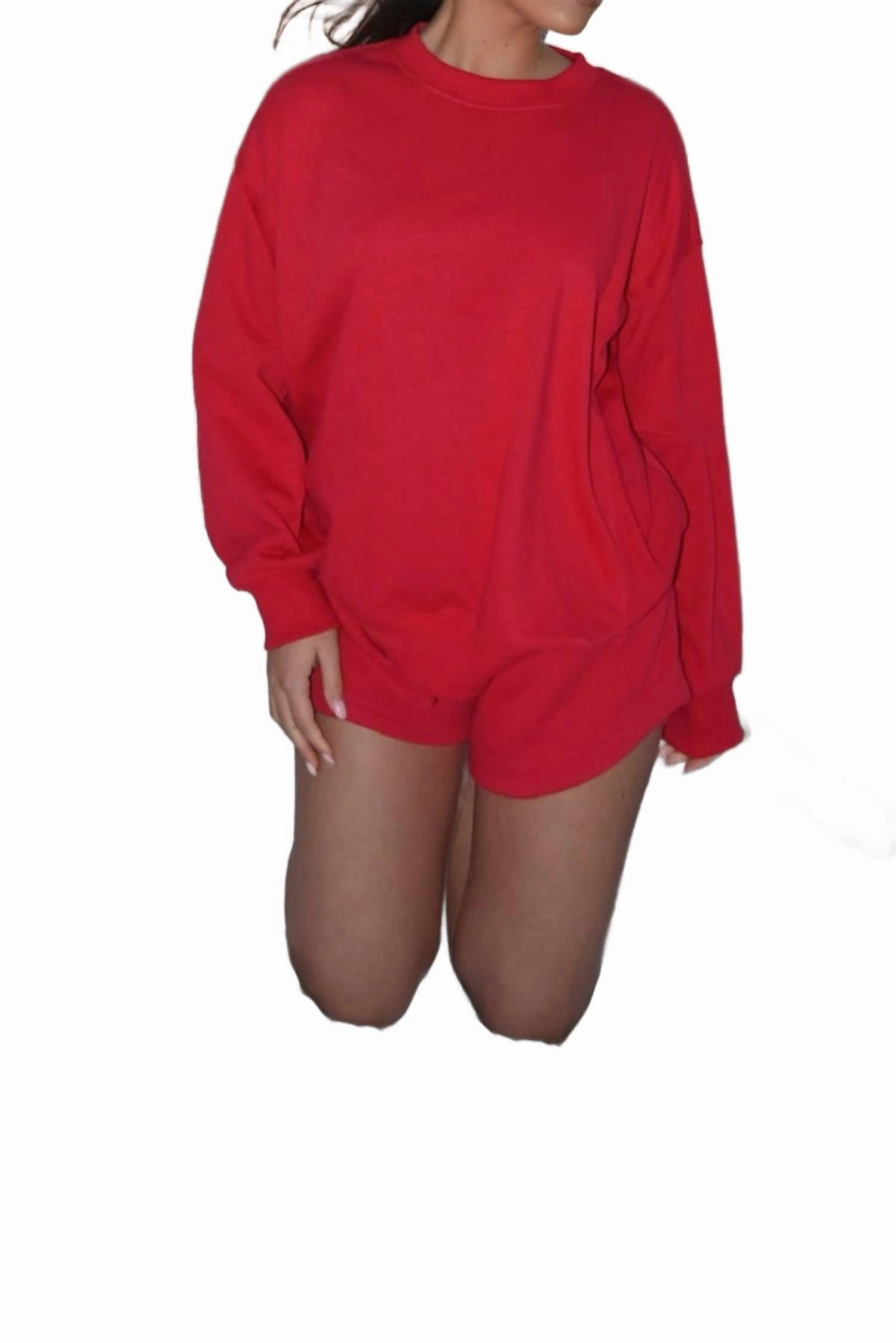 elegant design French Terry Pullover In True Red