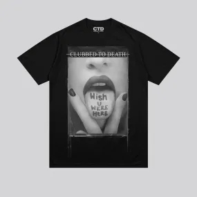 Streetwear attitude Soft Layer WISH YOU WERE HERE T-SHIRT JET BLACK