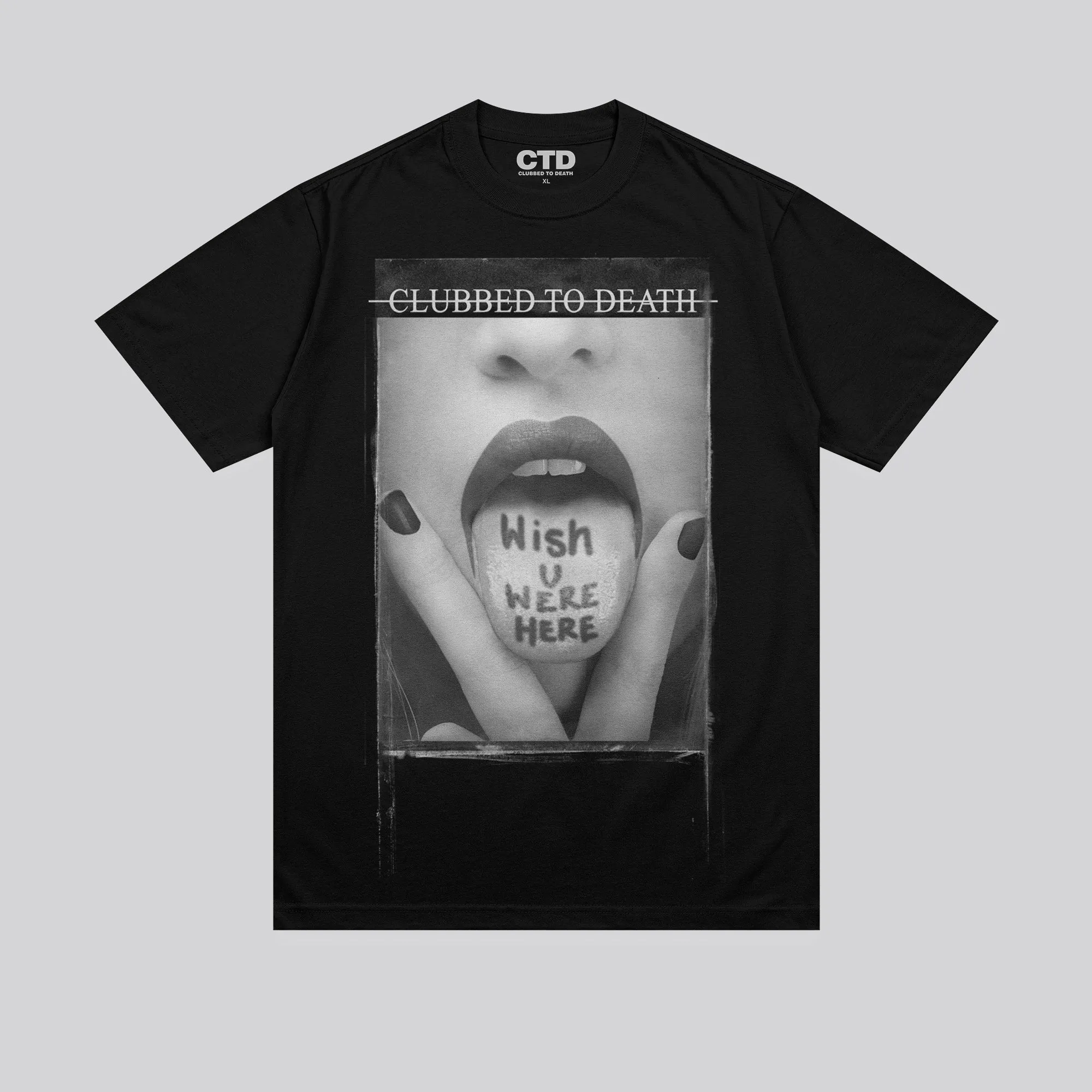 WISH YOU WERE HERE T-SHIRT JET BLACK Relaxed Comfort Fit Sporty Fashion