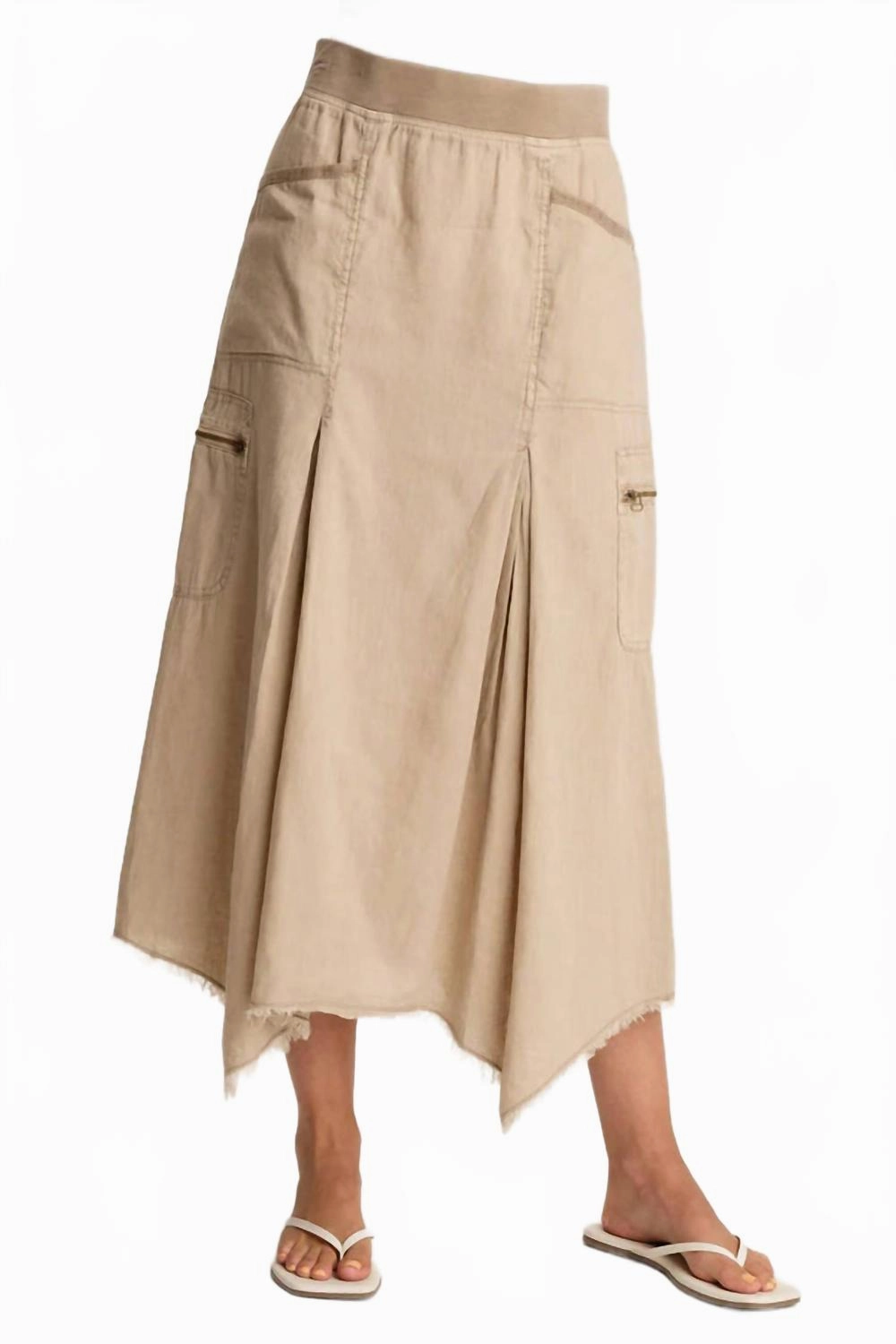 Figure Flattering Doak Sharkbite Hem And Cargo Pockets Skirt In Tanglewood Pigment