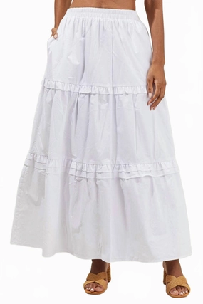 Contoured Waist Gentle Comfort Isabel Ruffle Maxi Skirt In White