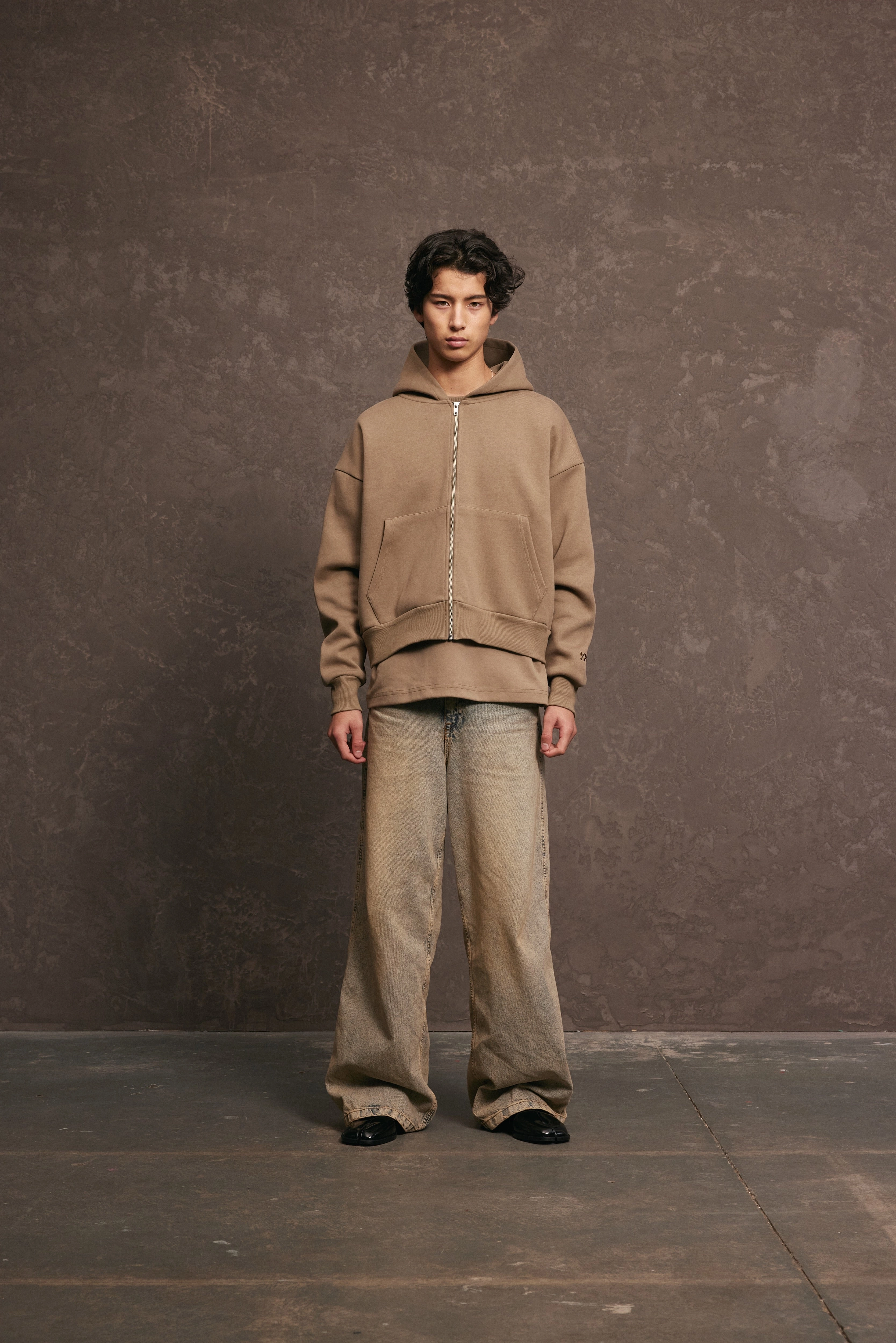 Nothing Zip Up Hoodie | Taupe Minimalist Design Camping wear