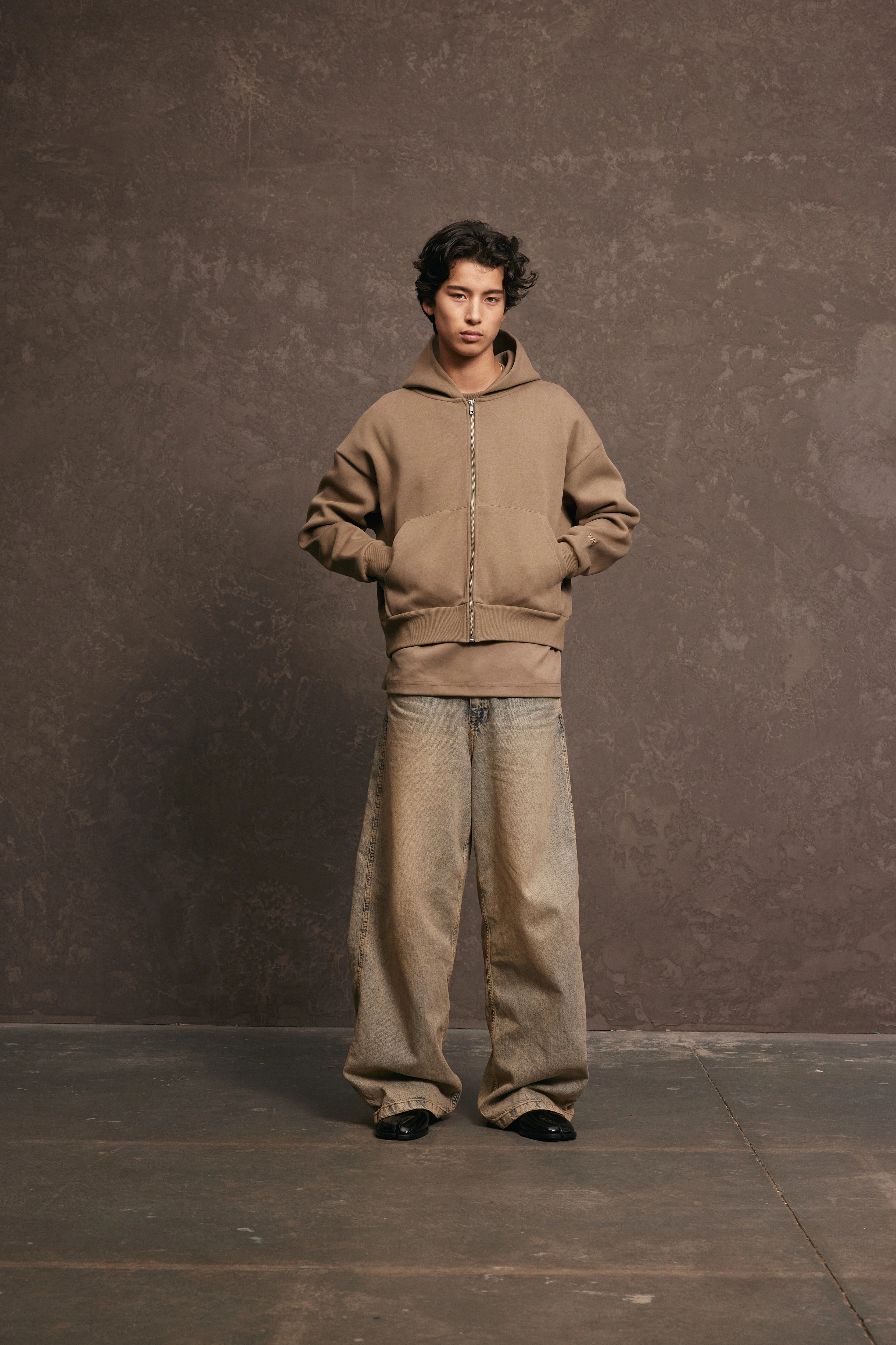 Subtle Branding Young Professional Nothing Zip Up Hoodie | Taupe