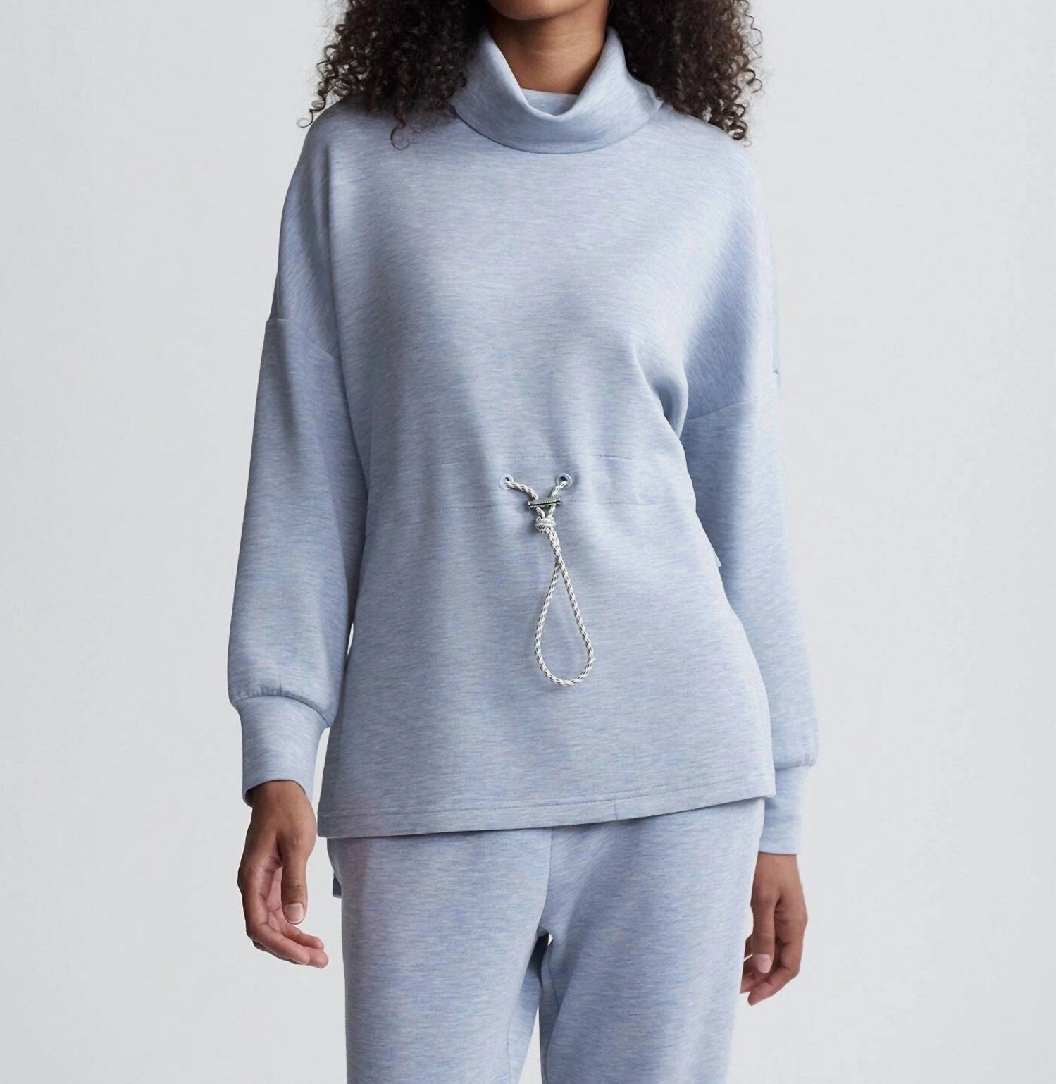 Merino Wool Chunky Yarn Freya Sweater In Mid Blue Marl