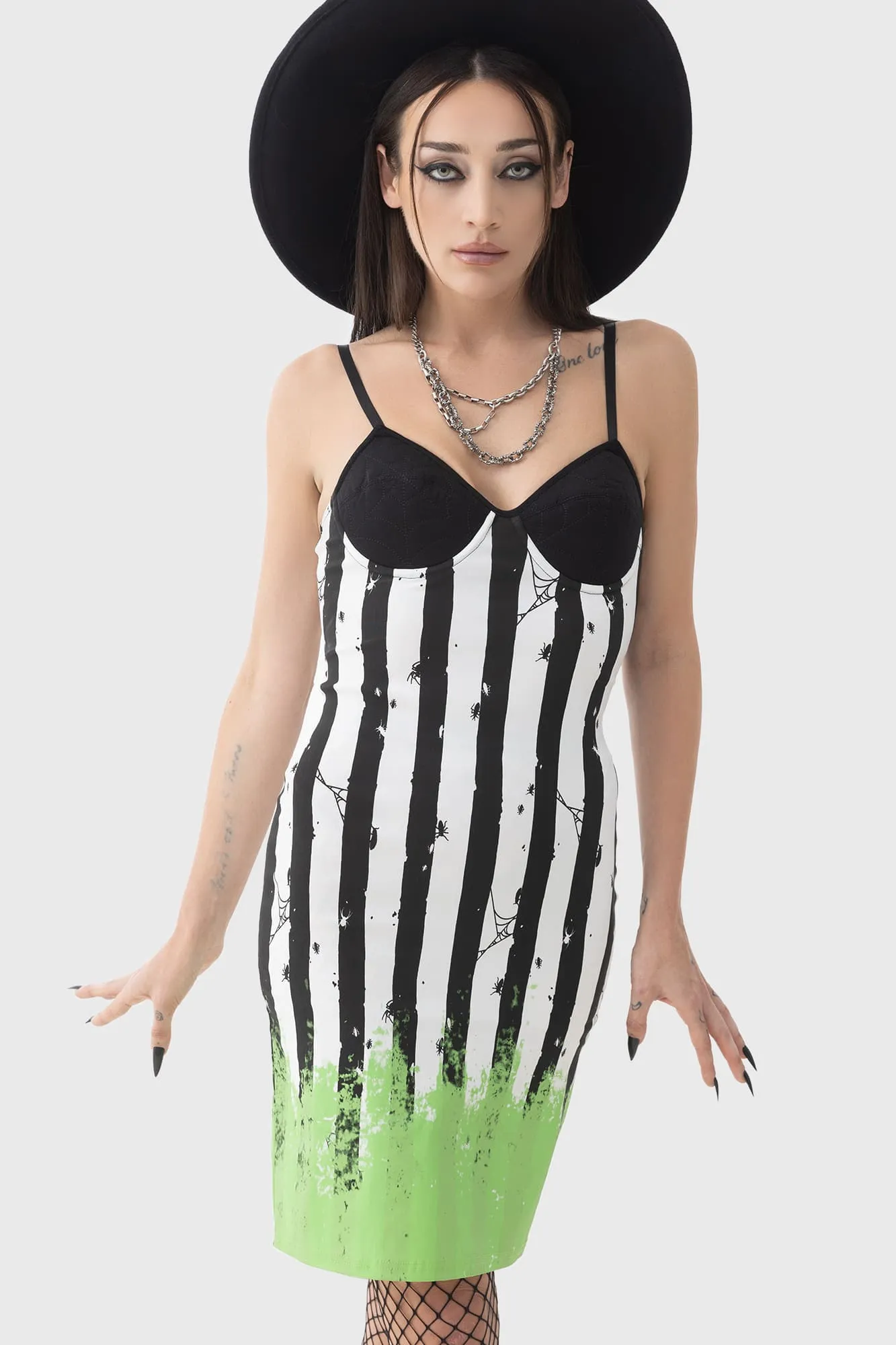 Distressed Stripe Bodycon Dress Skin Glow Calm Silhouette