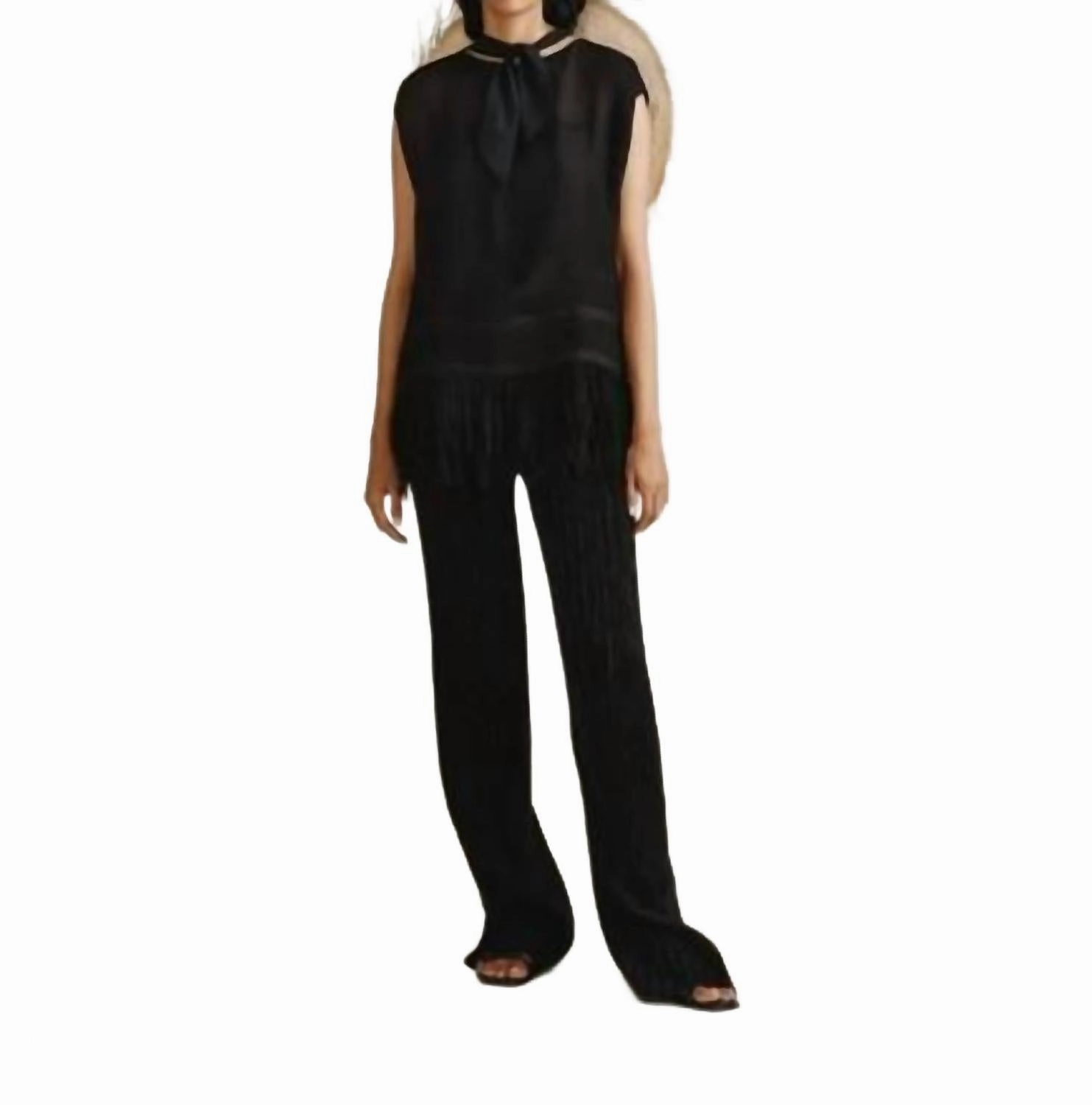 Fringe Blouse In Black Modern Look Thermal regulation