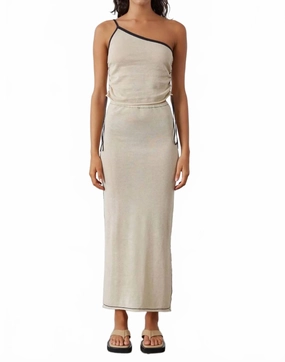 High Elasticity Material Bamboo Fiber Contrast Maxi Skirt In Stone