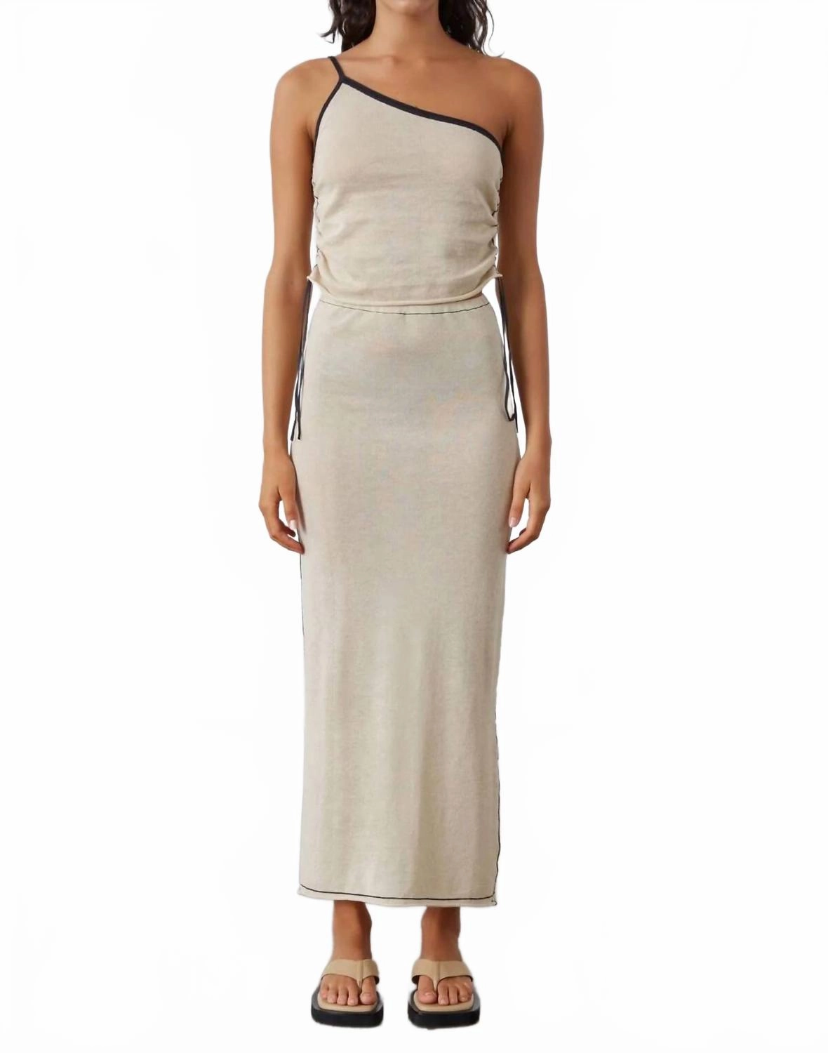 Trend Ready Cultural Heritage Contrast Maxi Skirt In Stone