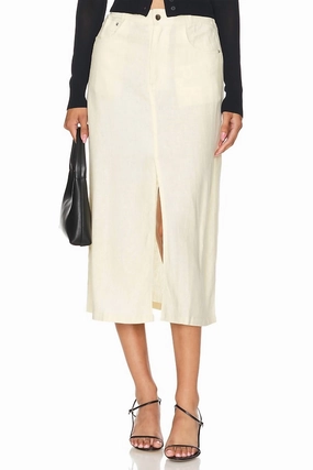 Outfit Mix Structured silhouette Front Slit Midi Skirt In White