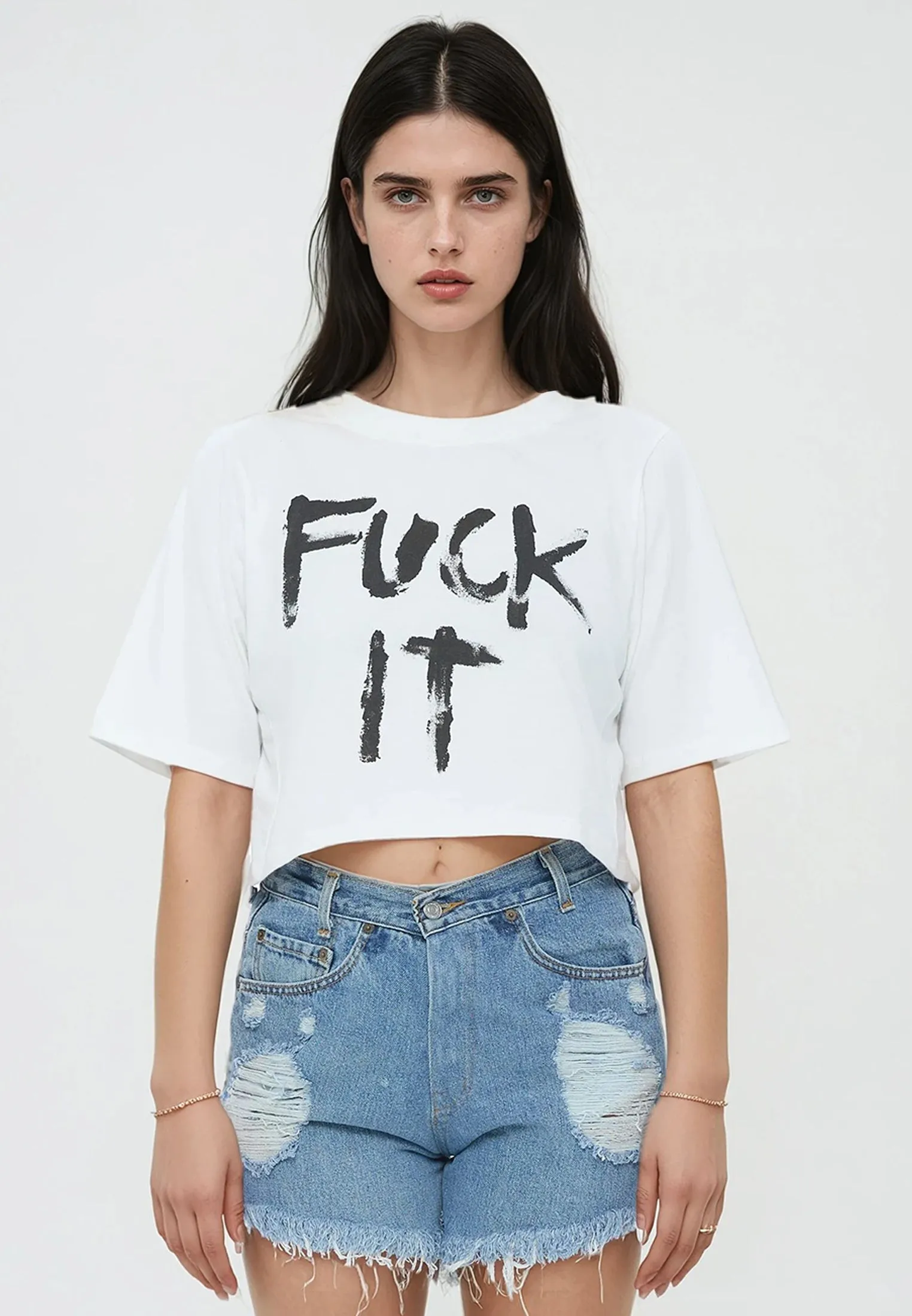 FUCK IT CROP TOP WHITE Active Comfort