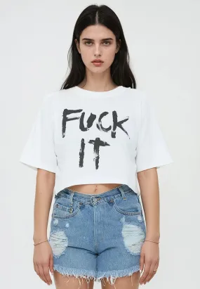 Effortless Comfort FadeResistant FUCK IT CROP TOP WHITE