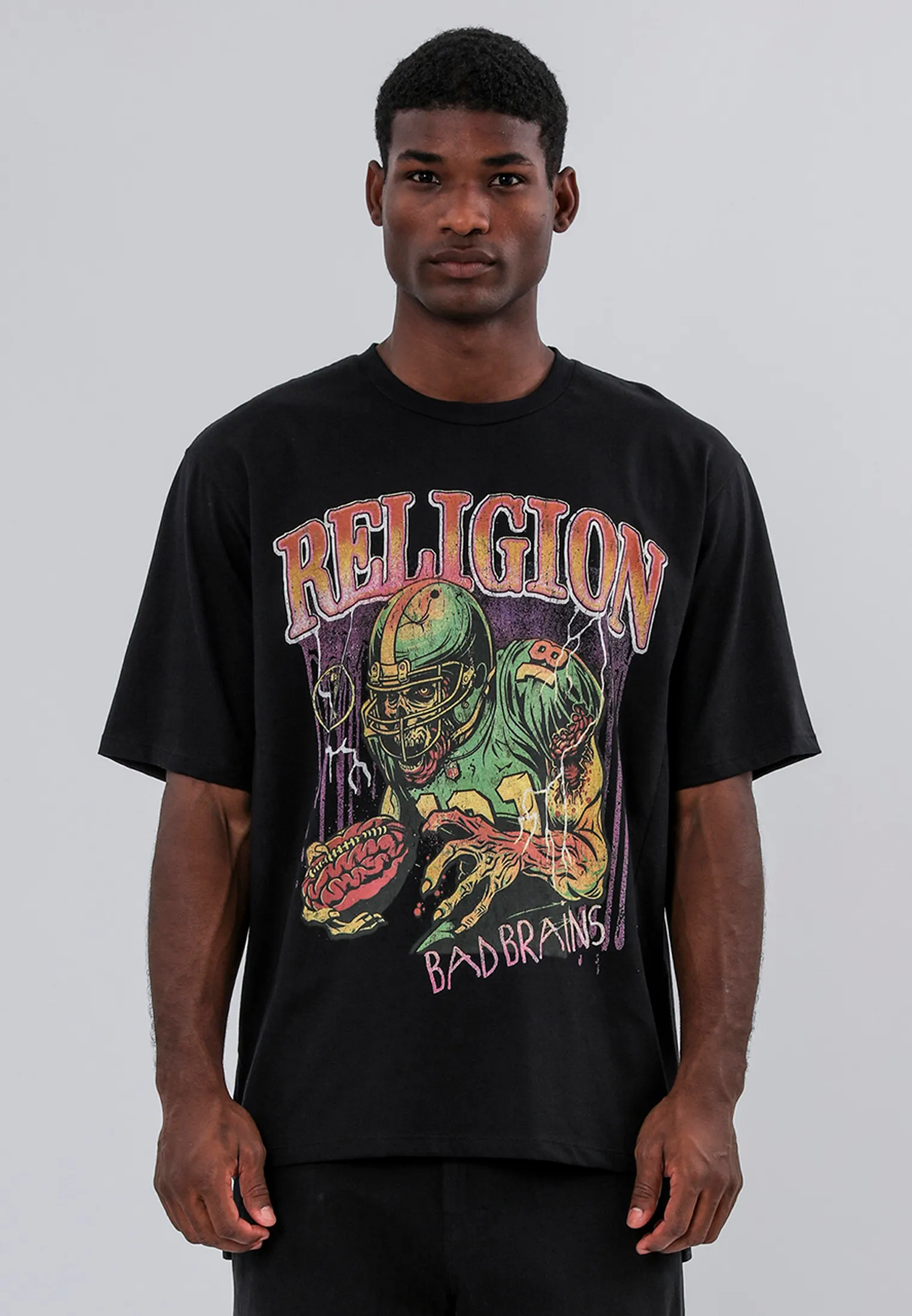 BAD BRAINS T-SHIRT JET BLACK Brushed Interior Lining