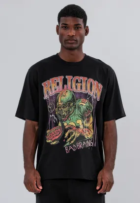 BAD BRAINS T-SHIRT JET BLACK Seam Free Back