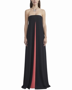 Polyester fabric Lafayette 148 New York Color Block Strapless Silk-Blend Gown