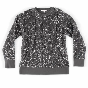 Women's Fiesta Sweatshirt In Silver Sequin Chilly Weather Fashion Essential Knit Style
