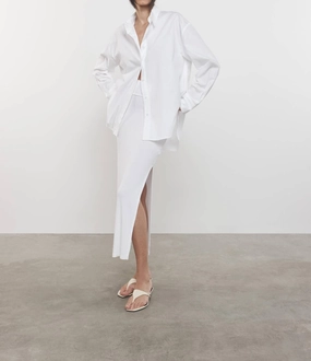 Vibrant Flow Stretch Silk Knit Essential Skirt In White