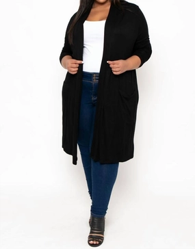 Long Sleeve Cardigan In Black Functional Style Perfect Layering