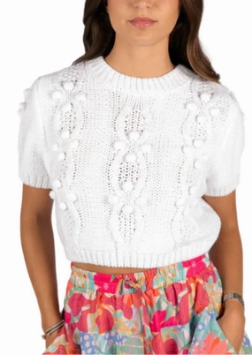 Relaxed Wear Cold Weather Fashion Selfie Knit Crop Sweater Top In White