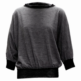 Lanvin wool cashmere mesh trim bateau batwing sweater Lightweight insulation