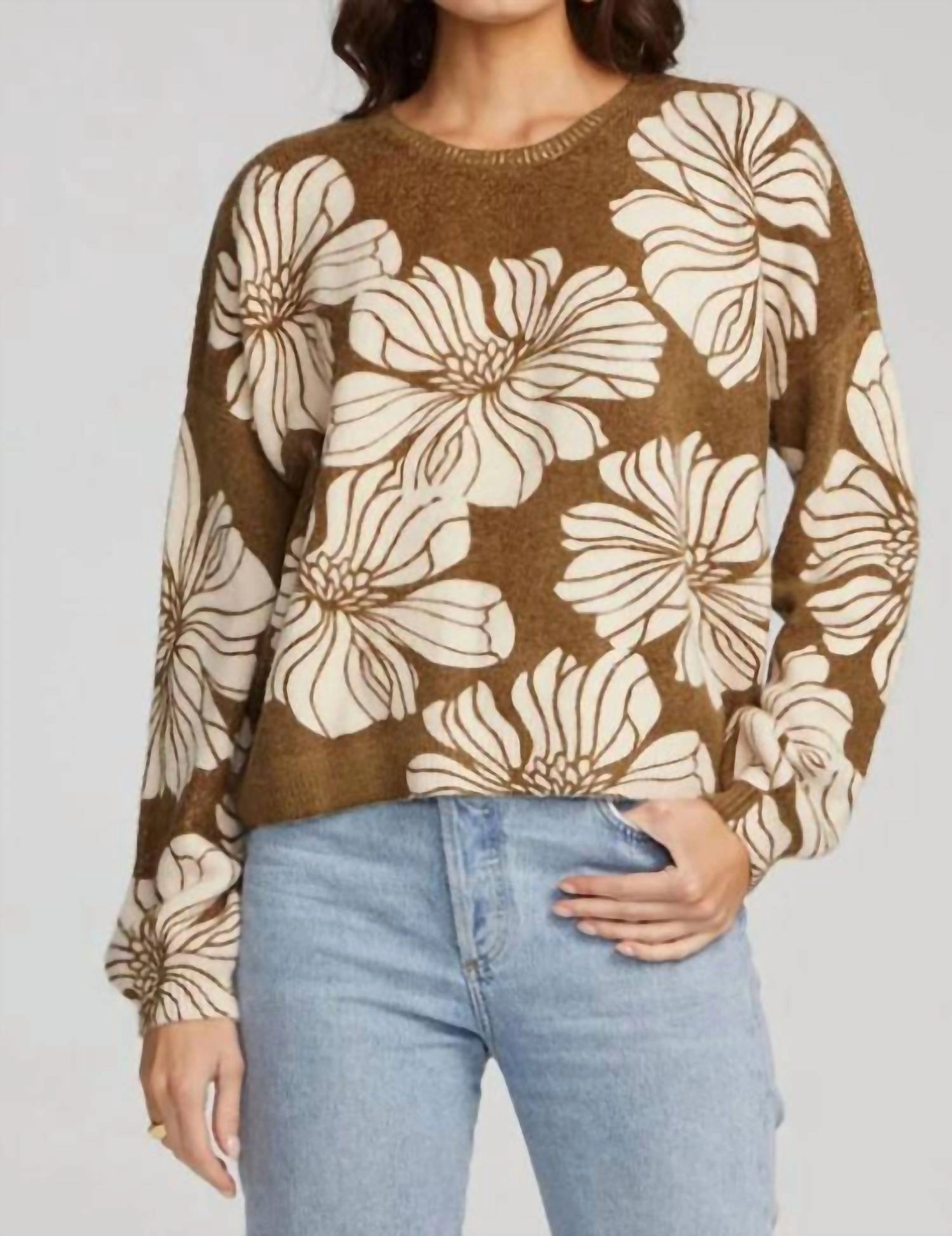 Effortless knitwear Ganna Long Sleeve Sweater In Moss