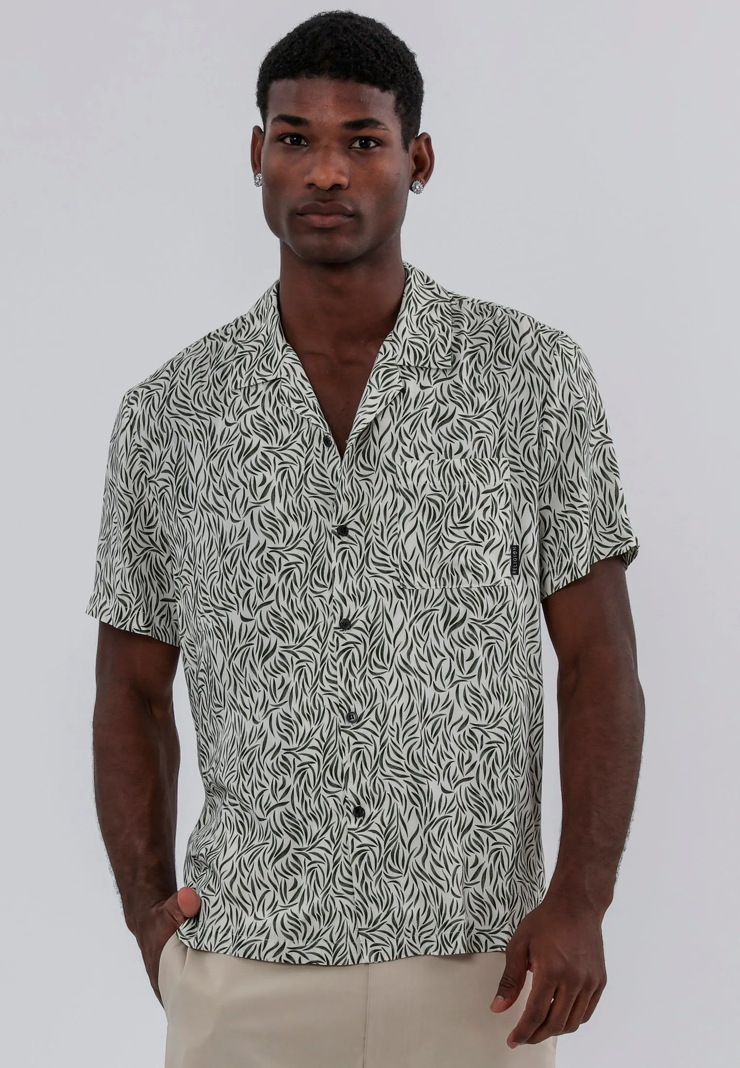 Sustainable Material STROKE SHIRT WHITE & GREEN