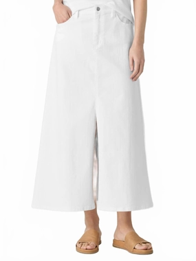 City Wear Breezy Mood Garment-Dyed Organic Cotton Denim A-Line Skirt In White